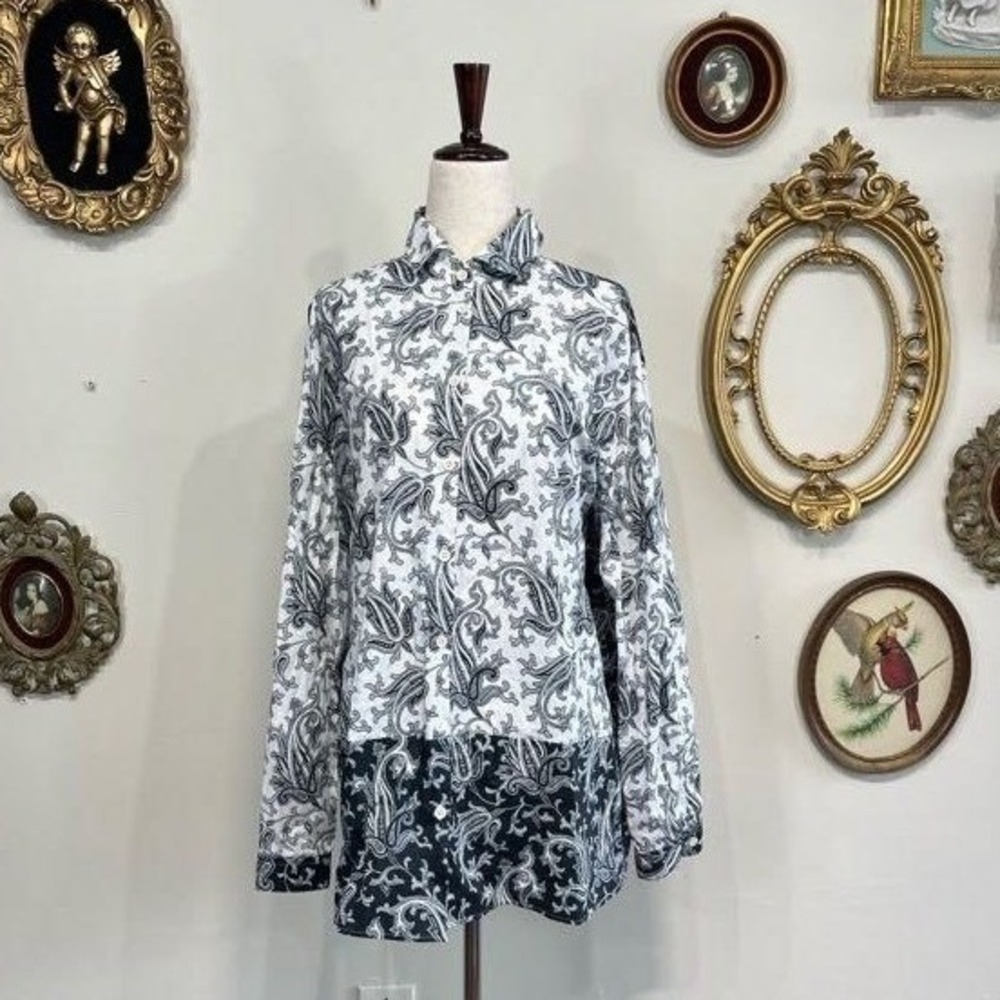 Etro Milano Vintage Y2K Paisley‎ Colorblock Button Down Shirt